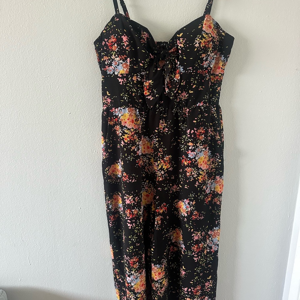 As U Wish Black Floral Jumpsuit